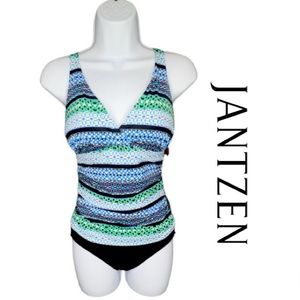 NWT! Jantzen Geo Graphic Stripe C/D Cup One Piece Swimsuit Womens Size 6